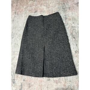 Zara Sz S Midi Skirt Front Slit Tweed Herringbone Classic Minimalist Italy Y2K